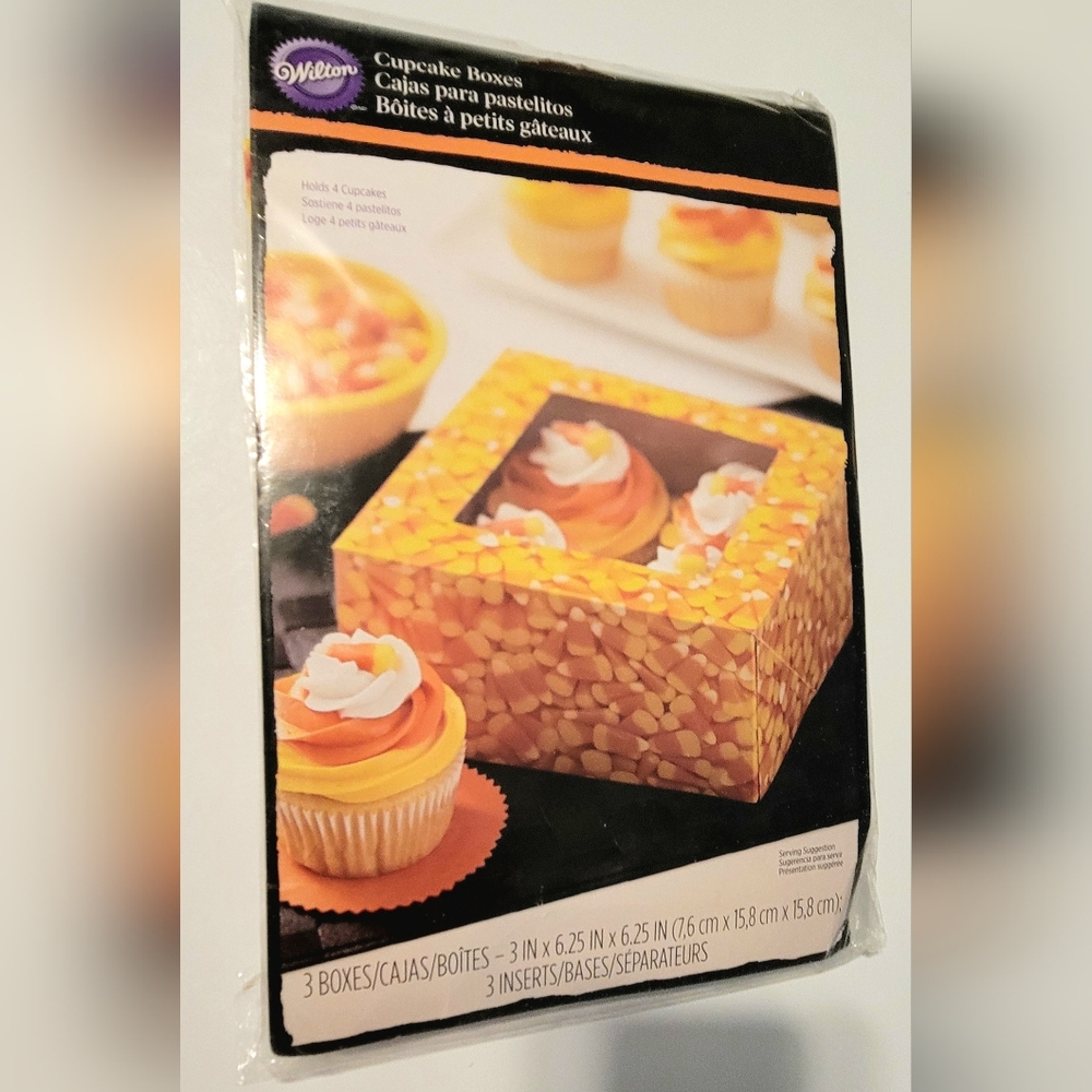 3 PK Wilton Candy Corn  4-Cavity Cupcake Box 415-3173  4 Standard